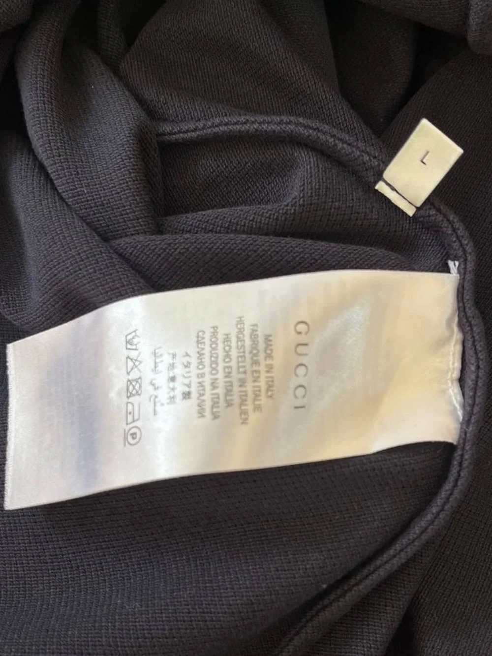 Gucci Navy Polo with Web and Tiger Collar Patches